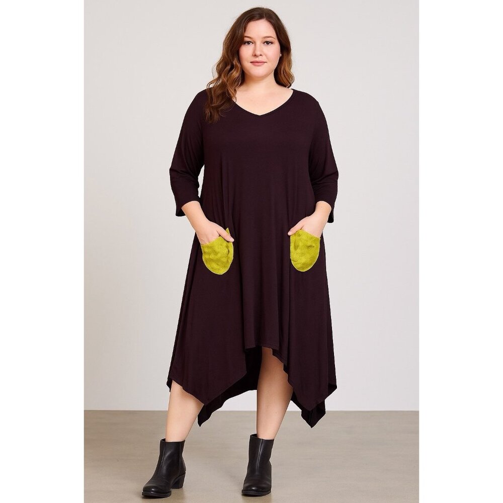 Skullz London Black Bria Tunic Top Womens 2X Marimekko Linen Pocket Avant Garde